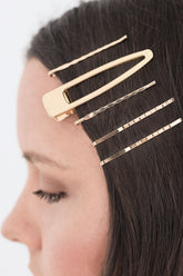 Gold Hair Clip & Bobby Pin Set